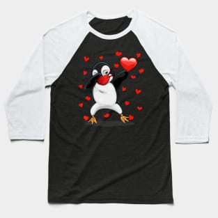 Dabbing Penguin Face Mask Dab Dance Valentine Gifts Boy Girl Baseball T-Shirt